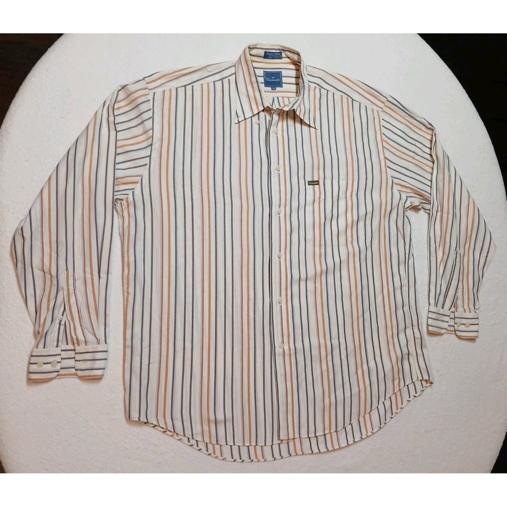 VTG Faconnable Made in USA Striped Shirt Mens XL Cotton Button Down Goldberg 90s